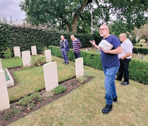 Historian Matt Ball delivering a talk in the CWGC plot of Greatness Park Cemetery, Kent