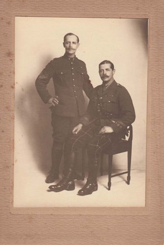 Captain Jim Hay with his brother Jack Hay in British Military Uniforms circa 1914