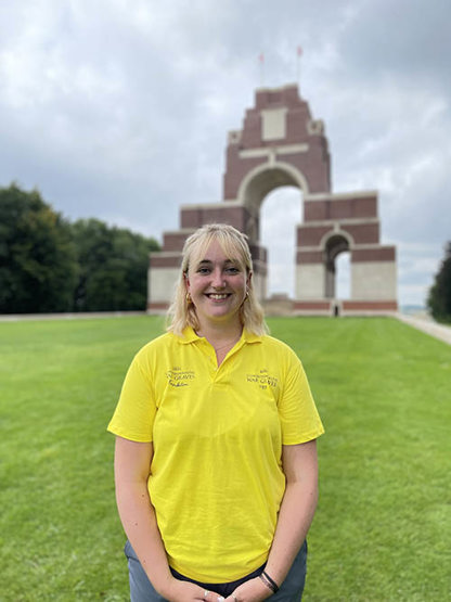 CWGF Guide standing in front of the Thiepval Memorial