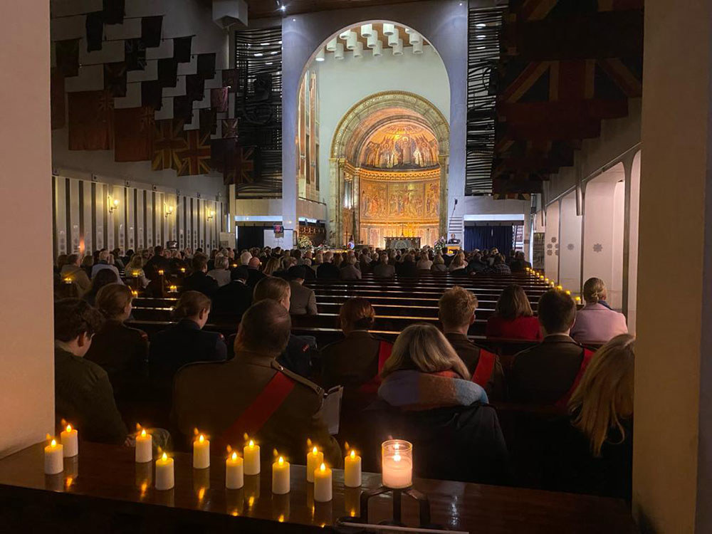 A candlelit ceremony at Guards' Chapel, London.