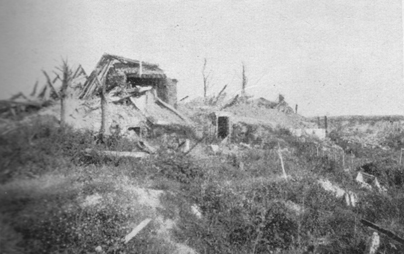 Regimental Aid Post disgusied in a ruined building at La Cateau on the Western Front sometime in the First World War.